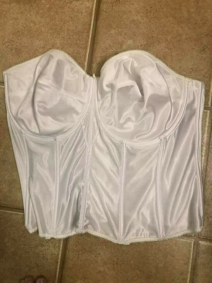 DOMINIQUE WHITE SATIN BRIDAL CORSET 50DD NO STRAPS UNDERWIRE BACK HOOKS❤